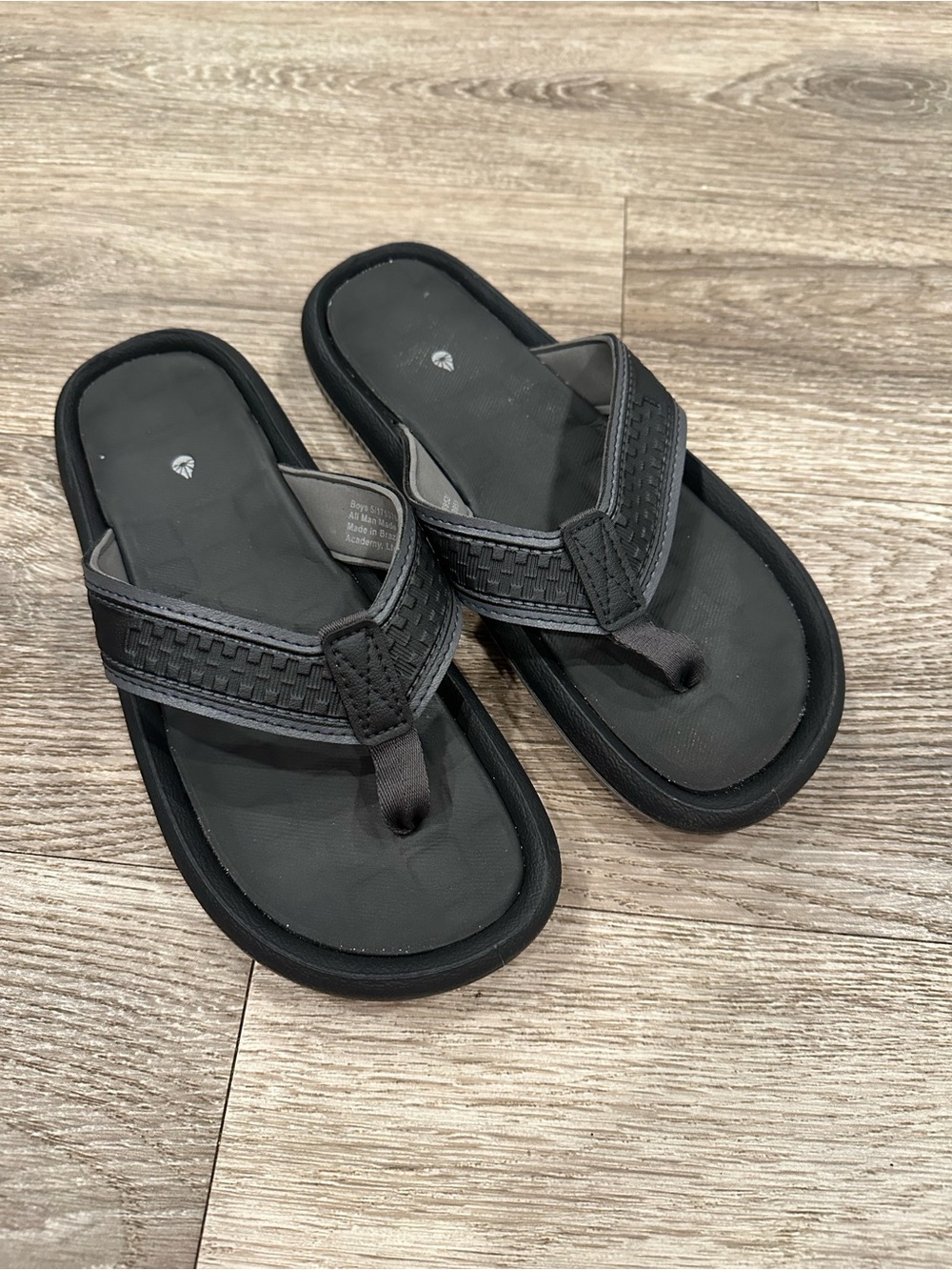 Kids Black and Gray Comfort Toe-Post Sandals
